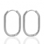 Oorbellen van Stainless steel Roestvrij staal (RVS) creolen oval Silver