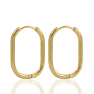 Oorbellen van Stainless steel Roestvrij staal (RVS) creolen oval Gold