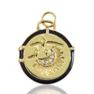 TQ metaal brass bedels moon enamel Gold-black