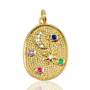 TQ metaal brass bedels moon and star Gold