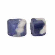 Disc natuursteen kralen sodaliet en microklien 3x2mm Dark blue-white