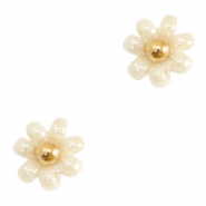 Miyuki bloemen kralen 8mm Cream beige-gold