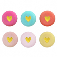 Acryl letterkralen heart Multicolour gold