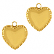 Bedels van Stainless steel Roestvrij staal (RVS) heart Goud