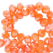 Facet kralen top quality disc 8x6 mm Warm comfort orange-pearl shine coating