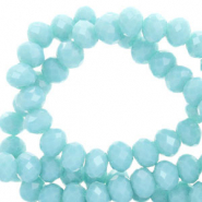 Facet kralen top quality disc 4x3mm Serenity blue-pearl shine coating