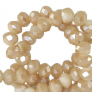 Facet kralen top quality disc 4x3mm Chadwick brown-pearl shine coating