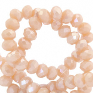 Facet kralen top quality disc 4x3mm Soft shell pink-pearl shine coating