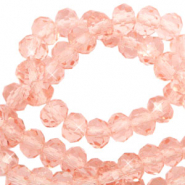 Facet kralen top quality disc 4x3mm Smashing pink-pearl shine coating