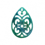 Hangers van resin druppel barok 38x27mm Ocean green