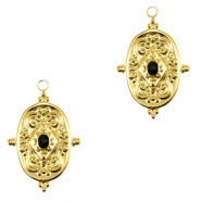 Bedels van Stainless steel Roestvrij staal (RVS) oval enamel Gold-black