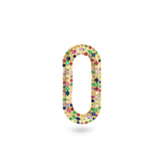 Zirkonia rainbow oval tussenstuk Gold