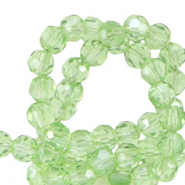 Facet kralen top quality rond 4mm Citrus green-pearl shine coating