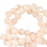Facet kralen top quality rond 4mm Soft shell pink-pearl shine coating
