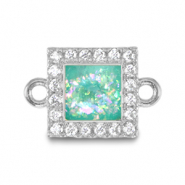 TQ metaal brass bedels tussenstuk square enamel Silver-turquoise blue