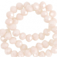 Facet kralen top quality disc 4x3 mm Buttercream beige-pearl shine coating
