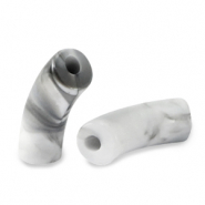 Kralen van acryl tube White-grey marble
