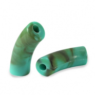Kralen van acryl tube Turquoise marble