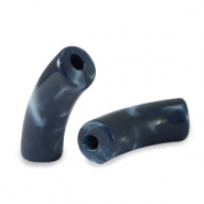 Kralen van acryl tube Dark midnight blue marble
