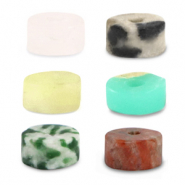 Disc natuursteen kralen mix 4x2mm Multicolour red green