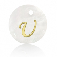 Schelp hanger special letter U Gold-white (natuurlijke kleur)