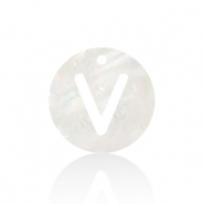 Schelp hanger special letter V White (natuurlijke kleur)