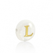 Schelp kralen letter L Gold-white (natuurlijke kleur)