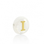 Schelp kralen letter I Gold-white (natuurlijke kleur)