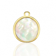 Bedels van Stainless steel Roestvrij staal (RVS) bedels 12mm shell White (natuurlijke kleur)-gold