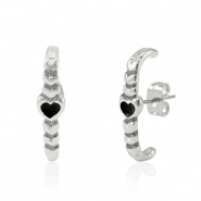 Metaal onderdelen DQ oorbellen heart Antiek zilver-black (nikkelvrij)