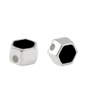 Metaal kralen DQ hexagon Antiek zilver-black (nikkelvrij)
