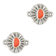 Metaal bedels DQ connector Antiek zilver-coral red (nikkelvrij)