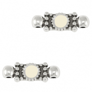 Metaal bedels DQ connector Antiek zilver-ivory white (nikkelvrij)