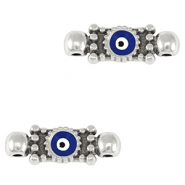 Metaal bedels DQ tussenstuk evil eye Antiek zilver-dark blue (nikkelvrij)