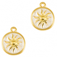 Metaal bedels DQ sun Goud-pearl white (nikkelvrij)