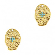 Bedels van Stainless steel Roestvrij staal (RVS) irregular cross enamel Gold-light blue