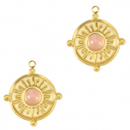 Bedels van Stainless steel Roestvrij staal (RVS) with natural stone Gold-pink
