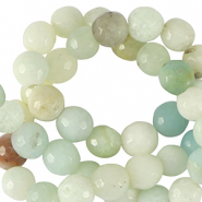 Kralen natuursteen chalcedoon (kwarts) 8mm facet geslepen Multicolour turquoise blue