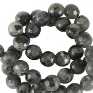 Kralen natuursteen labradoriet 4mm facet geslepen Anthracite black