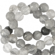 Kralen natuursteen 4mm facet geslepen Iced grey