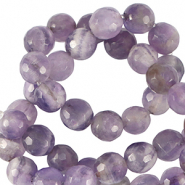 Kralen natuursteen kwarts 4mm facet geslepen Gentle violet purple