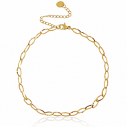 Enkelbandjes van Stainless steel Roestvrij staal (RVS) schakel ovaal Goud