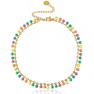 Enkelbandjes van Stainless steel Roestvrij staal (RVS) schakel enamel Goud-multicolour