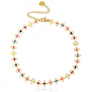Enkelbandjes van Stainless steel Roestvrij staal (RVS) schakel enamel Goud-multicolour