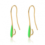 Metaal onderdelen DQ oorbellen / oorhangers Goud-neon green (nikkelvrij)