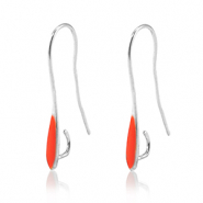 Metaal onderdelen DQ oorbellen / oorhangers Antiek zilver-red (nikkelvrij)