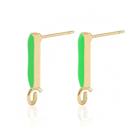 Metaal onderdelen DQ oorstekers bar Goud-neon green (nikkelvrij)