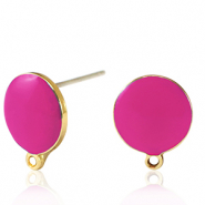 Metaal onderdelen DQ oorstekers Goud-neon fuchsia pink (nikkelvrij)
