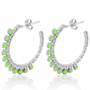 Oorbellen van Stainless steel Roestvrij staal (RVS) creolen 30mm Silver-neon green