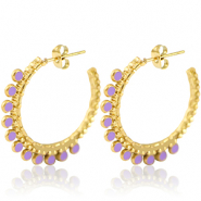 Oorbellen van Stainless steel Roestvrij staal (RVS) creolen 30mm Gold-purple